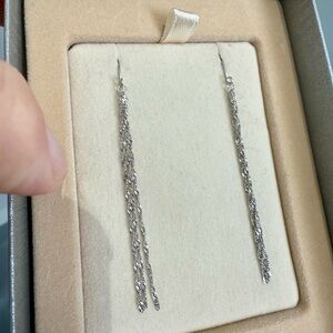 14K White Gold Triple Strand Drop Earrings   People’s